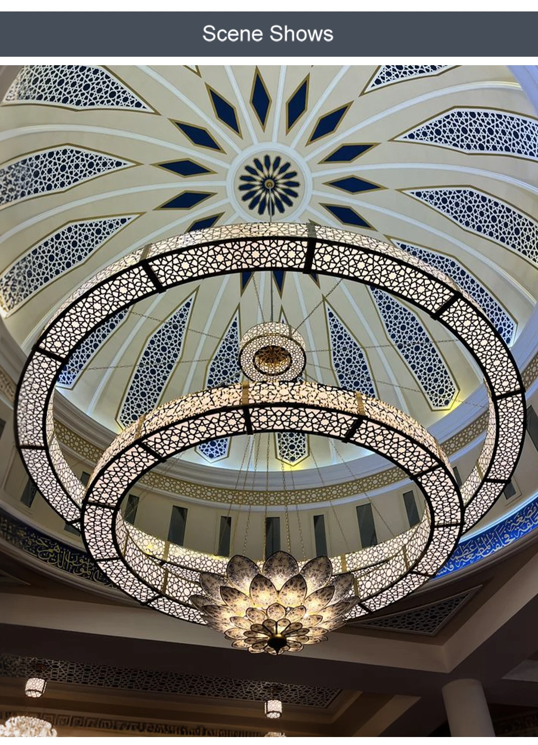 cpl 003 custom islamic mosque chandelier heavy duty led art installation for large prayer hall project-3
