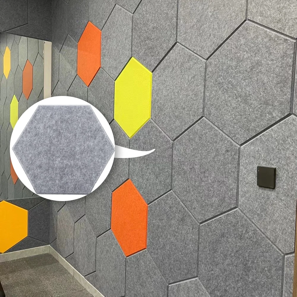 Hexagon pet acoustic wall panel soundproofing polyester fiber acoustic panel sound-absorbing board acoustic pet felt panels