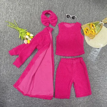 4 Pcs/sets Kids Clothing Sets Children Pajama Set Sleepwear Girls Kids Winter Pajamas Soft Fluff Fall Night Pajamas For Girls