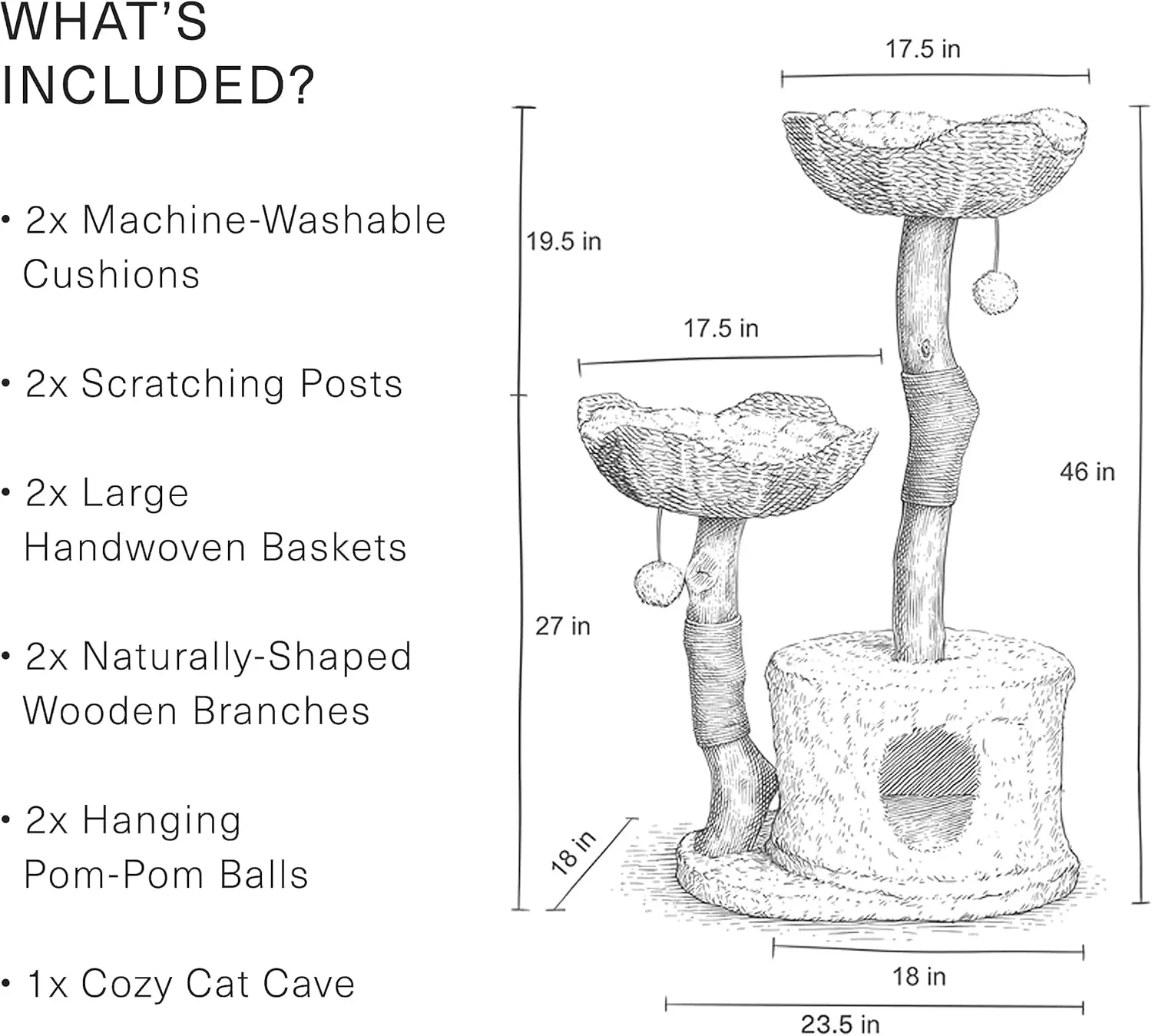 Custom Modern Luxury Cat Tower for Large Cats Real Branch Wood Cat Scratching Tree