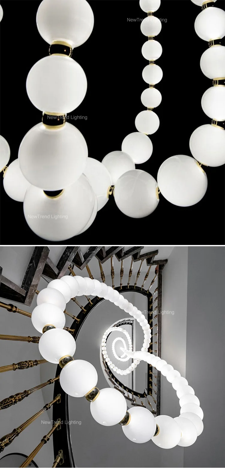CPL-384 Modern Style Indoor Decoration Hanging Light Villa Hall Hotel Lobby Staircase LED Glass Chandelier supplier