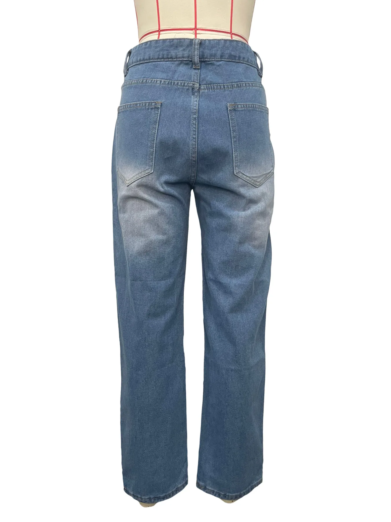 Women's Streetwear Spring Hotfix Rhinestone Embellished Printed Ripped Denim Jeans supplier