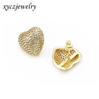 Gold White Jewelry Earrings Classic Brass18k Gold Plated White CZ Jewelry Set Heart Earrings Necklace
