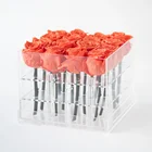 Clear Wholesale Clear Square Perspex 4 Holes Flower Box Acrylic Rose Cases With Lid