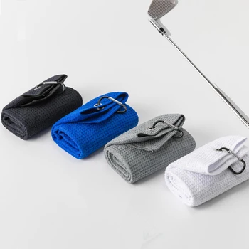 Wholesale Custom Multicolor Microfiber Golf Ball Cleaning Towel With Carabiner Clip Hook And Loop Fastener