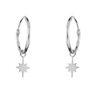 Hoop Earrings 925 Sterling Silver Star Charm Hoop Earrings