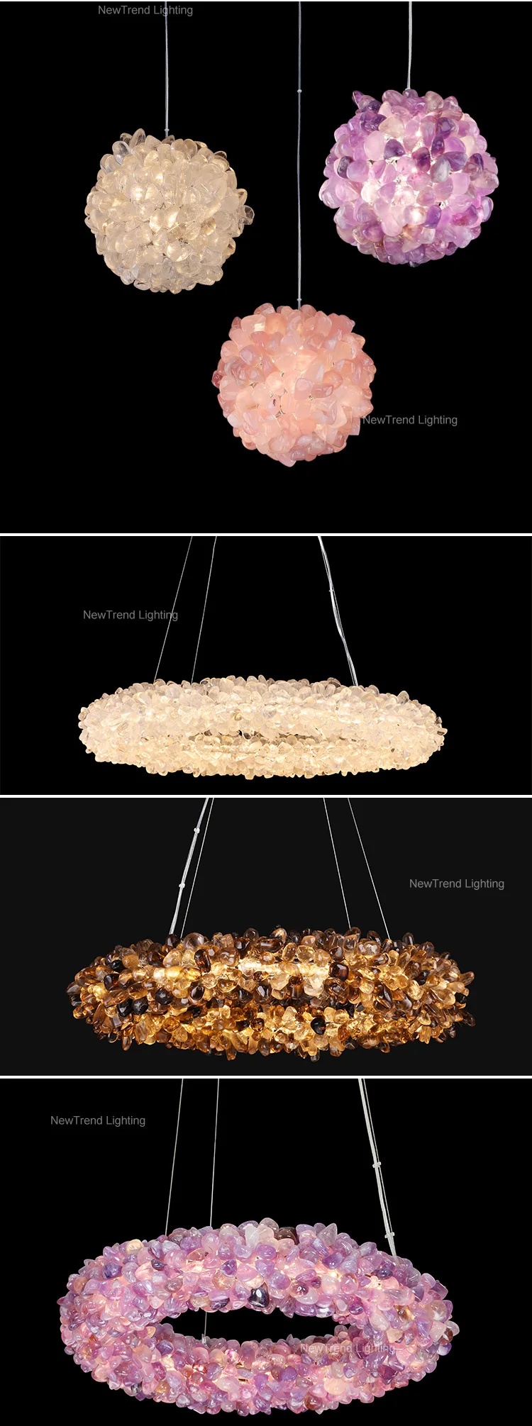 CPL-227 Natural Style Indoor Decoration Chandelier Home Villa Living Room Crystal Round Pendant Light supplier