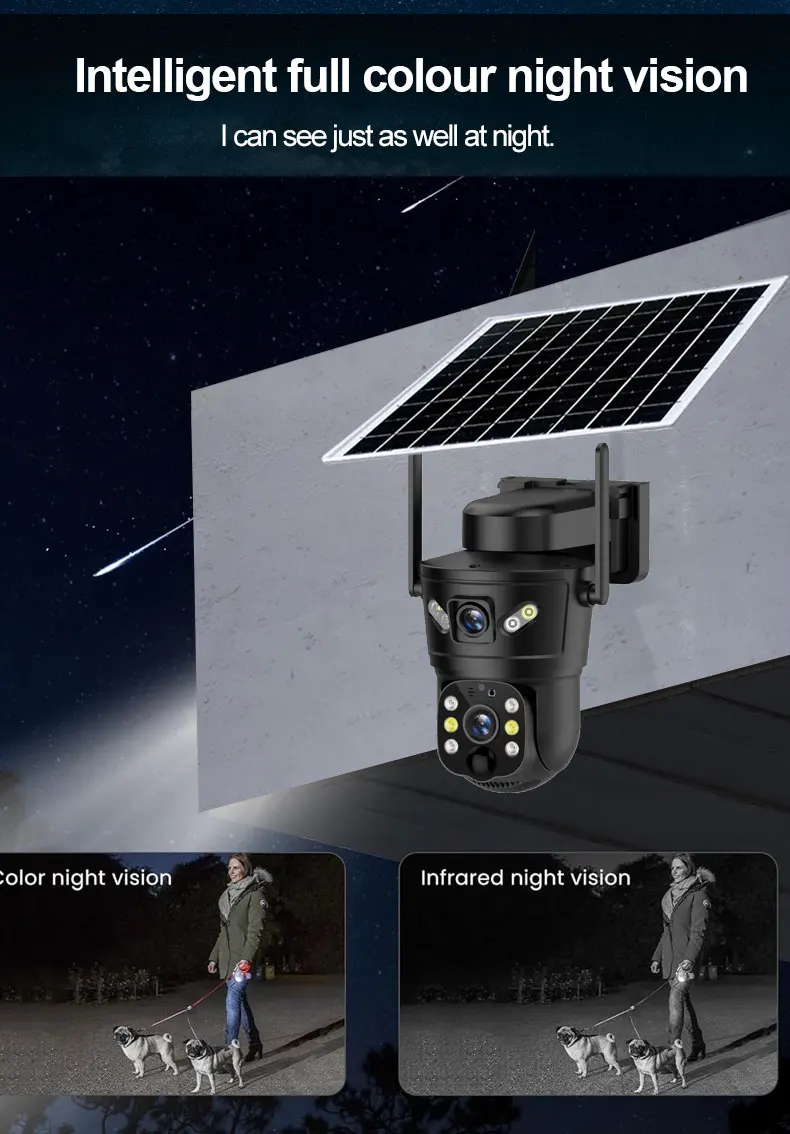 V380 pro 6MP户外无线摄像头ptz太阳能家用防水安全电池供电无线4g高清sim卡摄像头监控