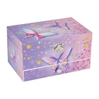 Jewelry Box High Quality Butterfly Printing Music 2 Drawers Jewelry Storage Gift Box For Kid Girls