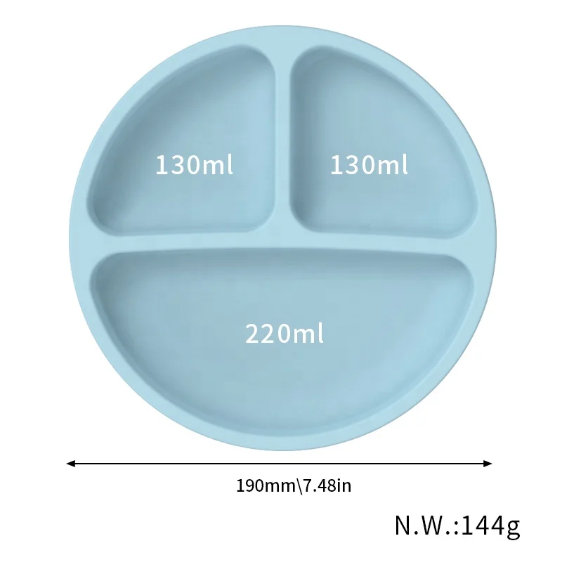 Customized platos para bebes Silicon Plate  Silicone Divided Suction Plate With Lid For Baby Kids Toddlers