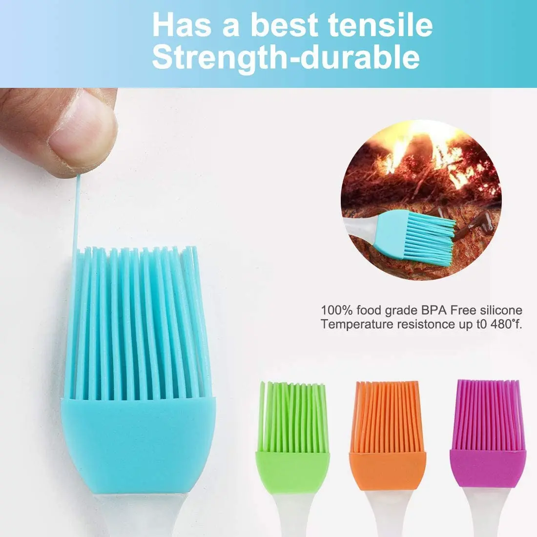 Custom Wholesale Silicone Pastry Brush Silicone Bread Basting Brush BBQ Baking DIY Kitchen Cooking Tools details
