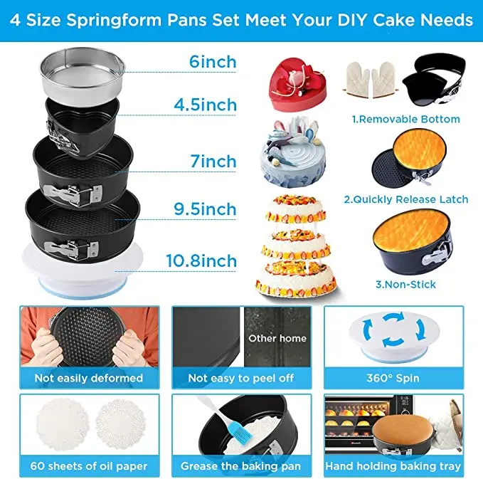 466Pcs Cake Turntables Decoration Accessories Wholesale Stainless Steel Kit Baking Pastry Cake Decorating Tools Set