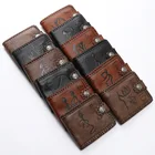 Purse Men National Pressure Printing Leather Wallets Fashion Personality Men's Card Purse Big Storage Space