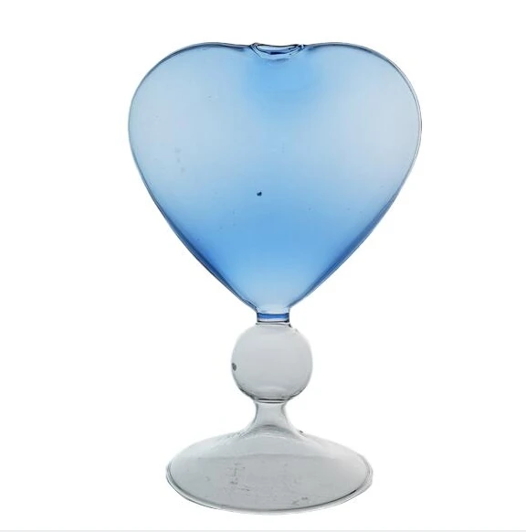 Heart-shaped Blue Glass Cup Creative Love Glass Wine Cup Bar Goblet Glass Cup