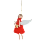 New Wing Hot Sell New Products Christmas Home Decorative Wooden Angel Metal Wing Red Fur Wall Decor Angel Wall Hanging