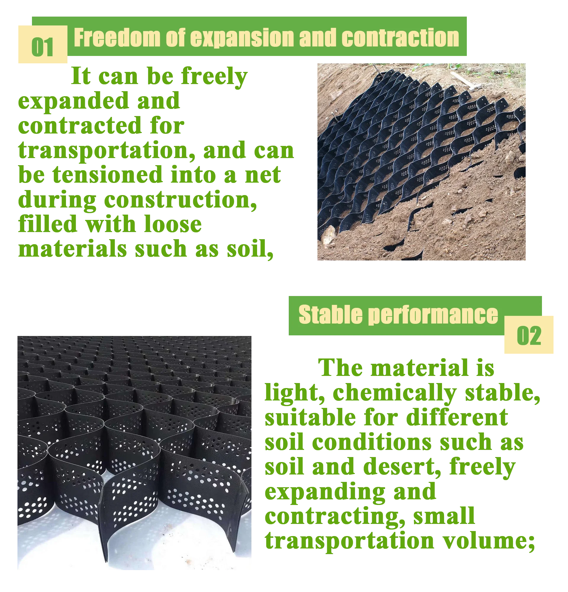 Soil Stabilization Hdpe Paving Geo Grid Plastic Honeycomb Gravel Paver