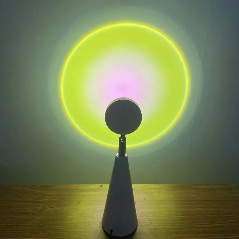 Cross-border modern led rgb colorful home decorative sunset lamp rainbow projection lamp atmosphere cone table lamps lamparas