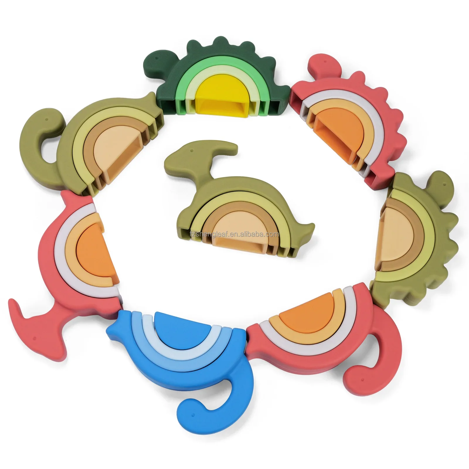 product educational game learning stacking baby dinosaur shape silicone block toy playing for kids 0 24 months  2 4 years-4