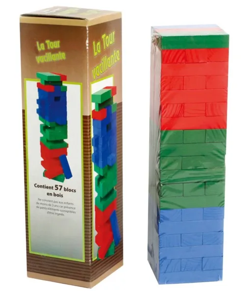 54 PCS  Wooden Blocks with Customized Words  Painted Tumbling Timber Tower for Adults Night Party Game