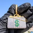 Hip Hop Jewelry Men Hip Hop Iced Out CZ Rich Handbag Big Pendant Bling Jewelry For Men Women