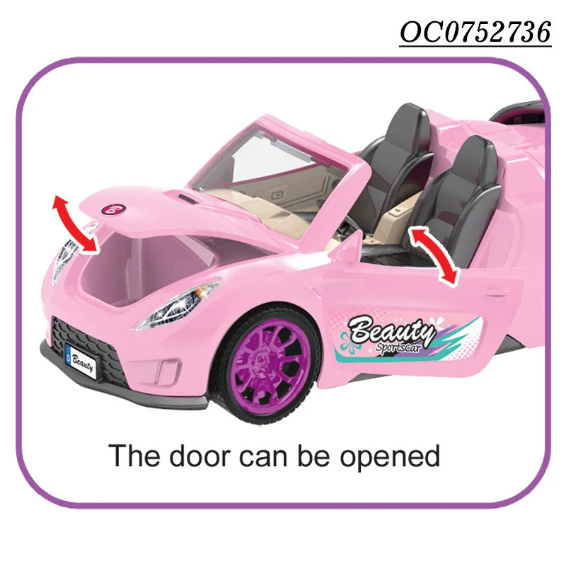 DIY Door open tourring sports car baby mini dolls house car play role toys