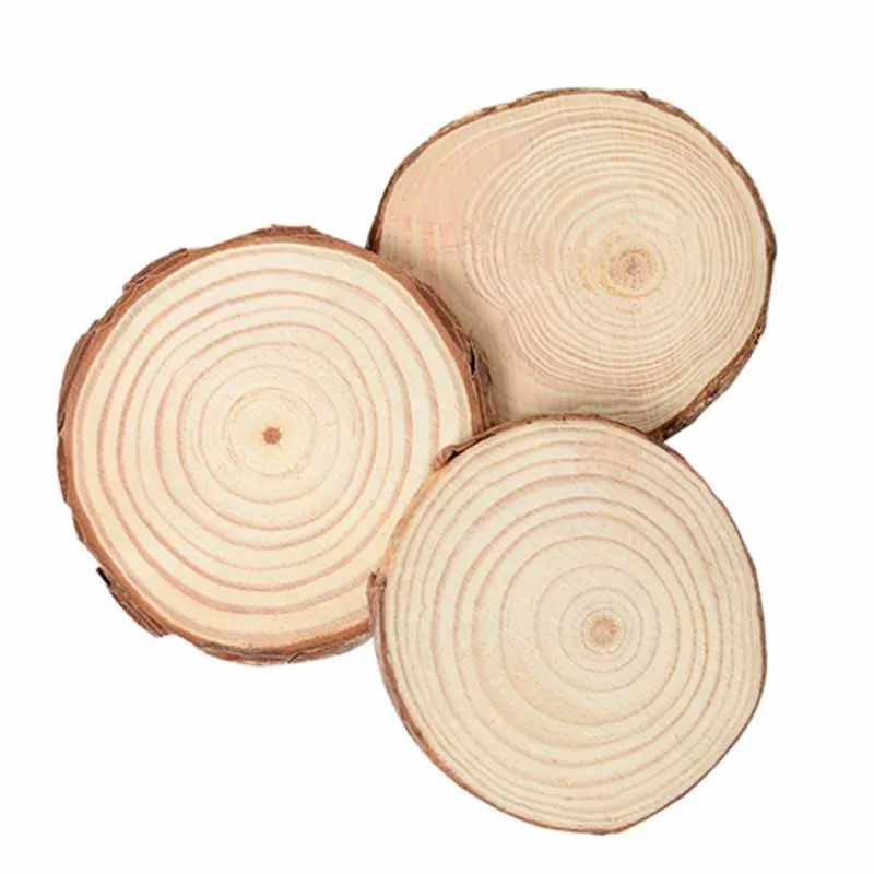 T4U4 100pcs Natural Pine Wood Slices Round Disc Tree Bark Chips Craft Circ 