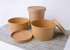 Disposable Food Container Waterproof And Grease Proof Kraft Paper Bowl Packaging Cup Take Away Salad Bowl