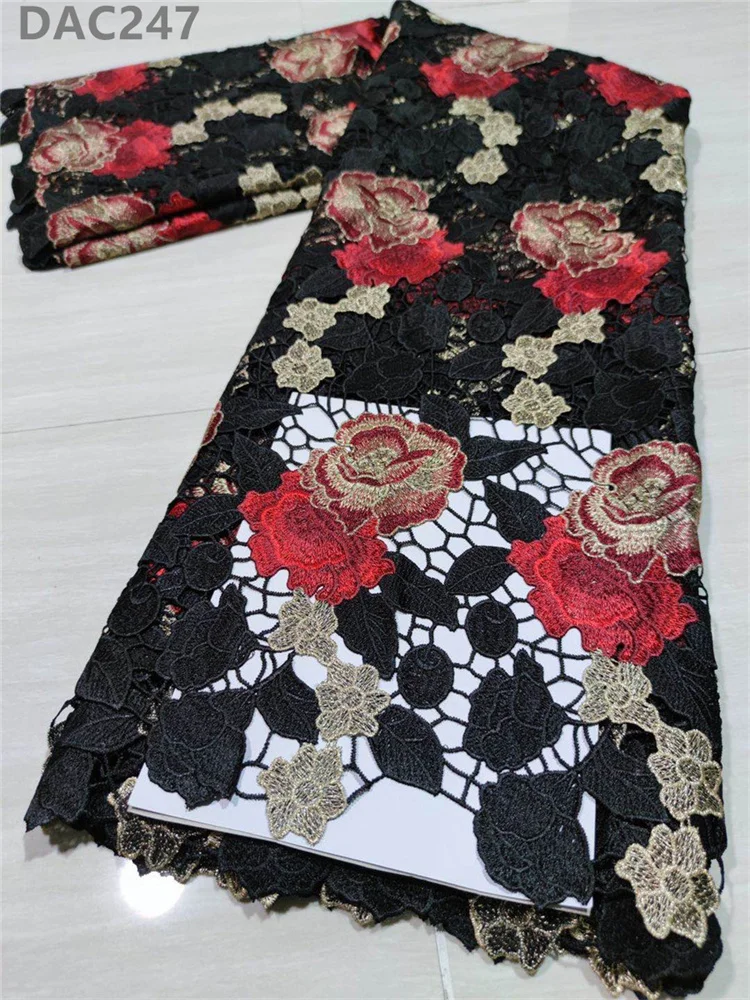 black embroidery rose lace fabric