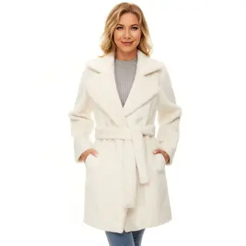 China Wholesale Winter Women's Thickened White Mink Like Plush Artificial Fur Coat Faux Fur Winter Coats