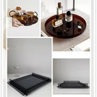 Brown Orange Acrylic Serving Tray Clear Brown Orange Blue Circle Round Tray Luxury Food Tabletop Acrylic Tray