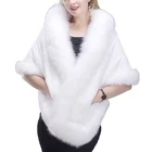 Women Rex Rabbit Fur Cape with Fox Fur Trim