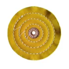 Yellow Muslin Buffs With Leather Center For Jewelry Polishing