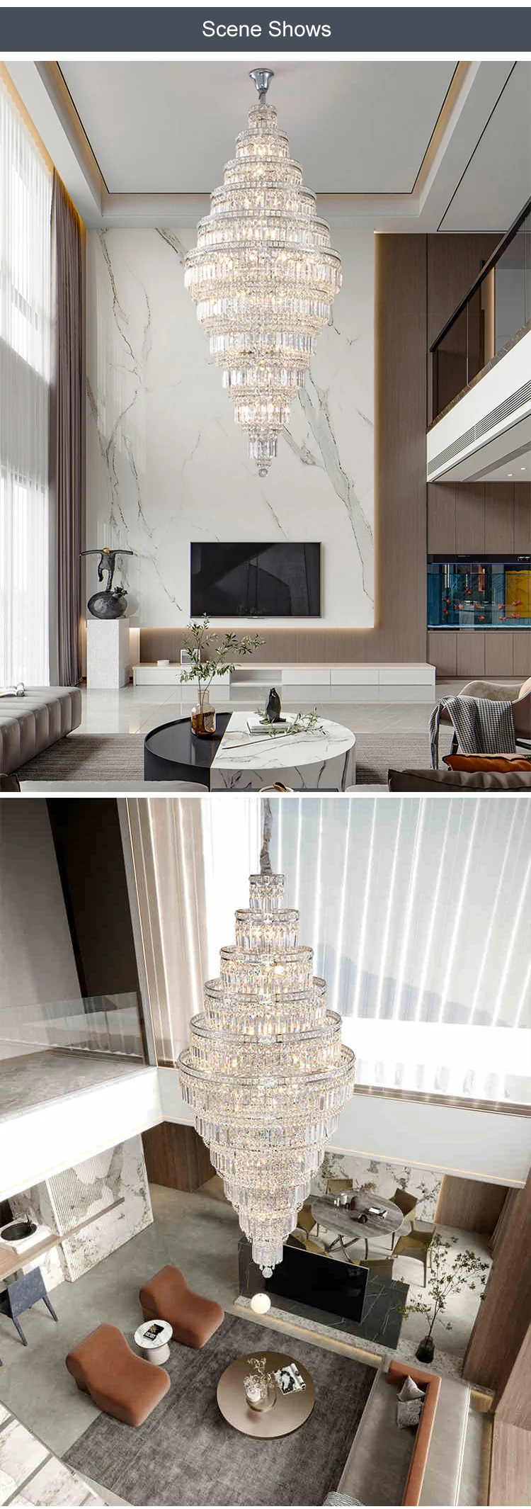 CPL-121 Modern Indoor Decoration Pendant Light Villa Hotel Lobby Custom Crystal Luxury Ceiling Chandelier details