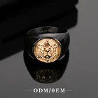 Ring Rings Distinguished Black Titanium Steel Ring 18K Lion's Head Men's Rings Jewelry