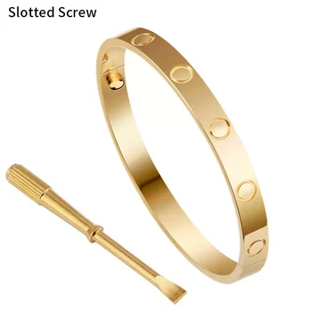 Luxury Designer 316L Stainless Steel 18K Gold Plated Screwdriver Screw Love Brand Bangle Bracelet For Women And Men