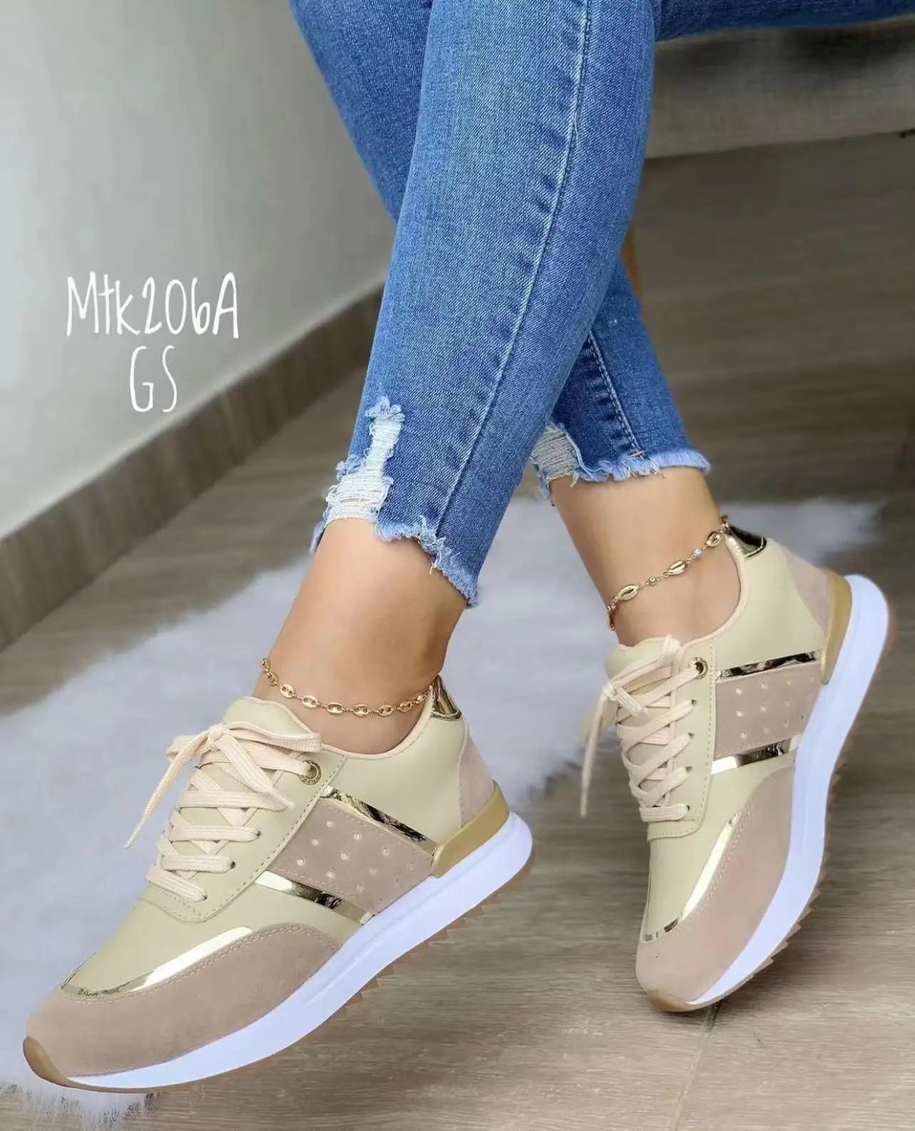 Hot sale Breathable Light Weight Sneaker Solid Color Round Head Casual Sport ShoesFor Women