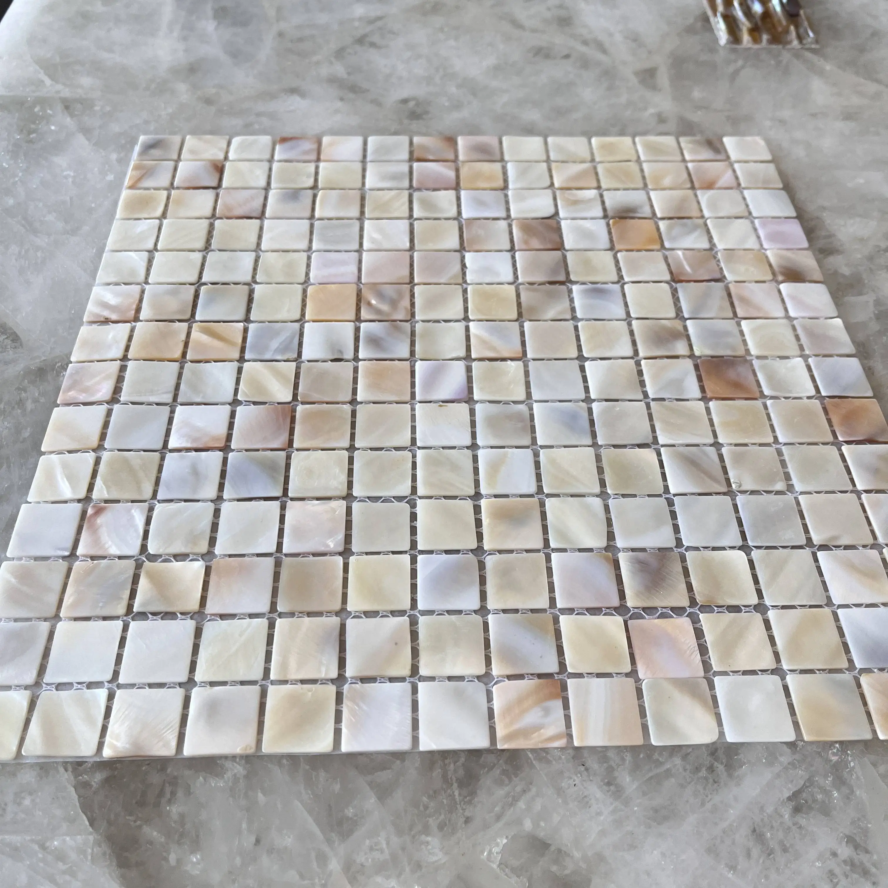 product ydstone 10mm thick pearl shell mosaic wall tiles waterproof square mesh for home decorative back for bedroom hotel and dining-4