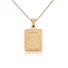 Initial Charm Pendant Necklace Square 18K Gold Plated A-Z Initial Letter Charm Necklace Pendant