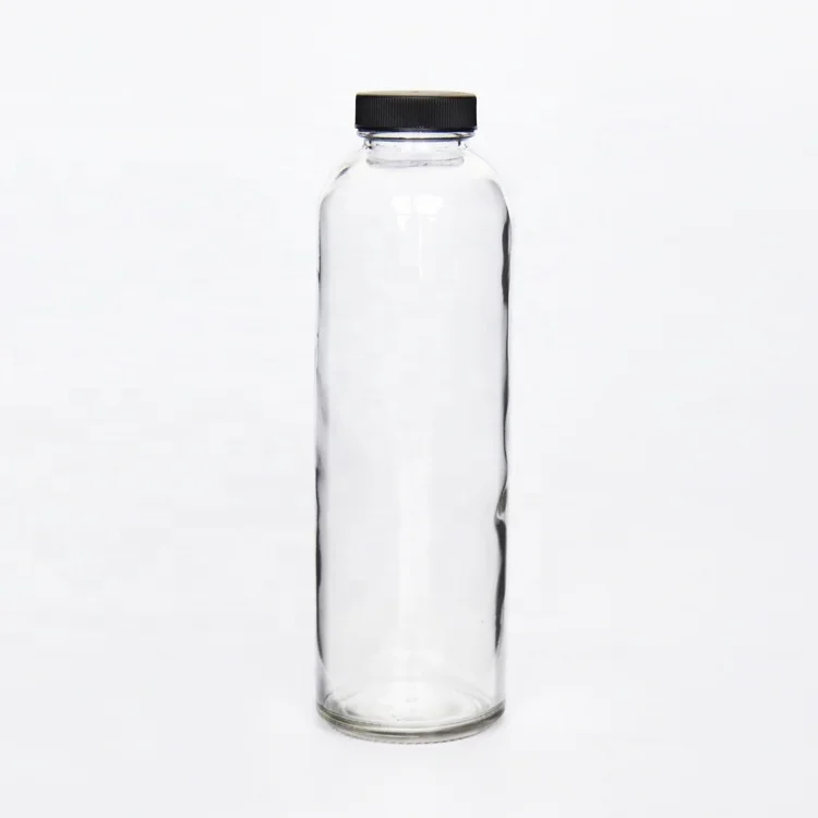 New Coming Slim Round 16 oz Clear Glass Juice Beverage Bottles Wholesale 500ml With Child Proof Cap