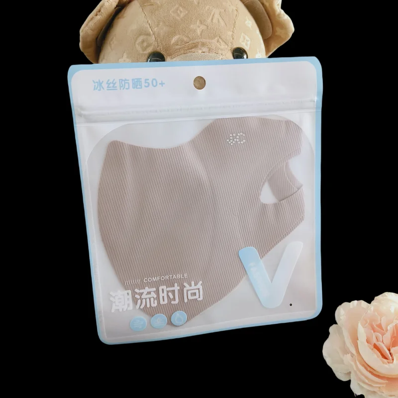 New Facial Ice Silk Sunscreen Mask Self Sealed Storage Bag Recyclable Composite Ice Sleeve Paper Bone Strip Plastic Packing Bag