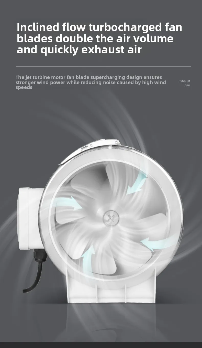 Aluminum Alloy Duct Fan, 6inch, Plastic, 220V, 35-39dB - detail 10