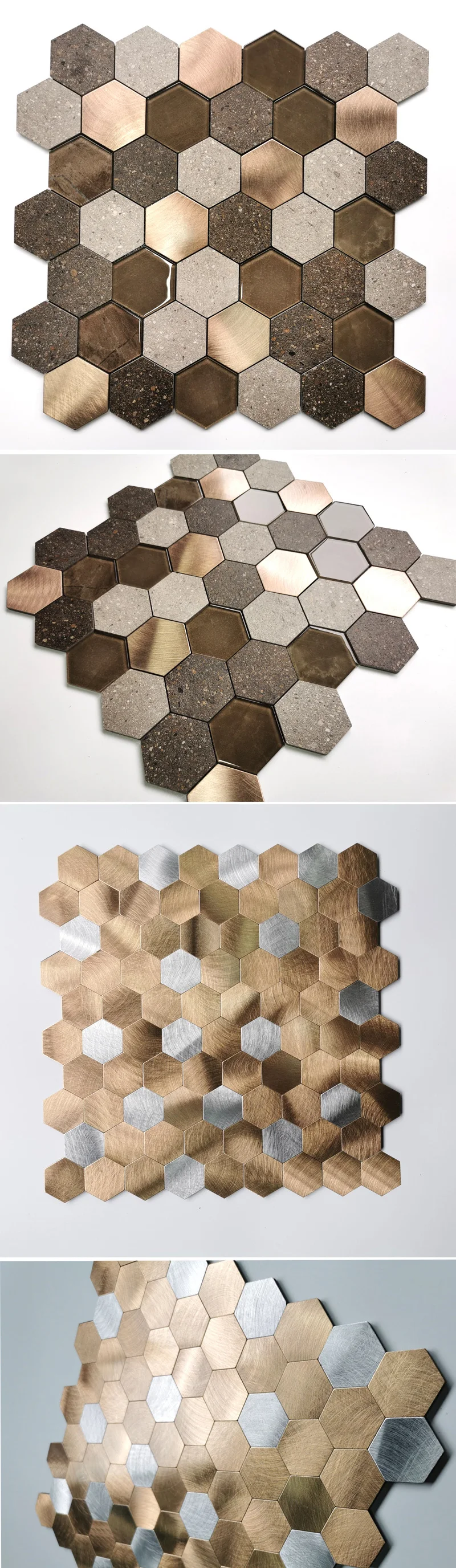 new trend rose gold hexagon interior wall mosaic self adhesive sticker