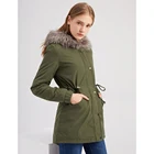 Fur New Style Drawstring Waist Fur Hooded Fashion Warm Winter Parka Coat Women