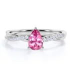 Pear Ring Pear Dainty Ring 925 Sterling Silver Pear Shape Exquisite Hot Pink Sapphire Dainty Ring