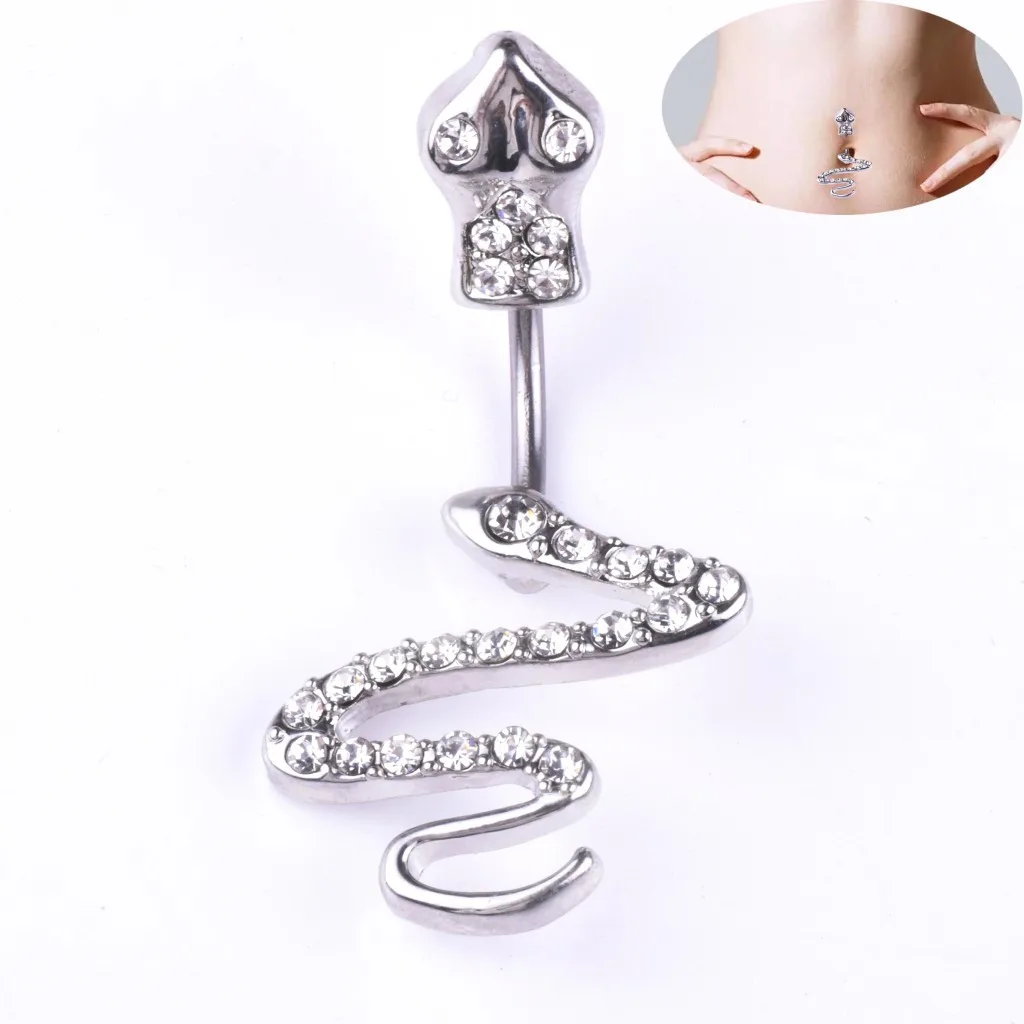 diamond snake belly ring