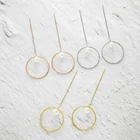 Long Earrings Grace Stainless Steel Waterproof And Hypoallergenic Long Chain Belle Pearl Circle Earrings