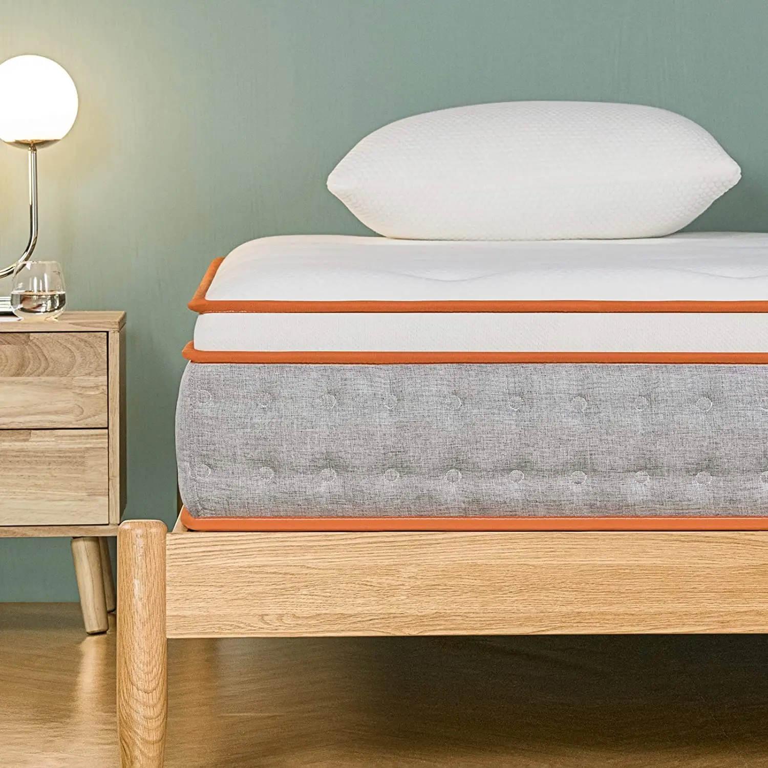 HS 12 Inch Tight Top Rolling Inner Spring Mattress With Natural Latex & CertiPUR-US Certified High Density Foam