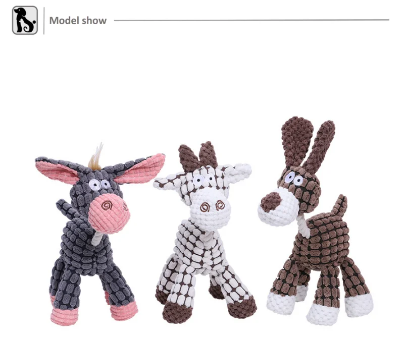Fun Pet Toy Donkey Shape Corduroy Chew Toy For Dogs Puppy Squeaker Squeaky Plush Bone Molar Dog Toy Pet Training Dog Accessories