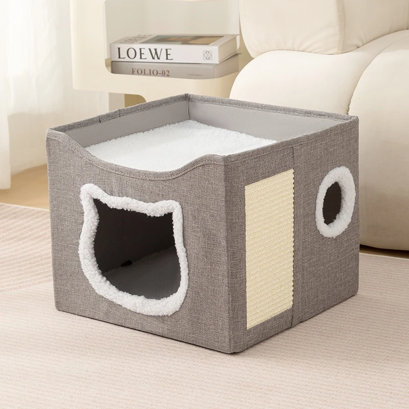 Retro Solid Indoor Pet Bed Scratching Board Hanging Ball Cave Eco-Friendly Dog Cat Beds Accessories Wholesale Summer Suitable supplier