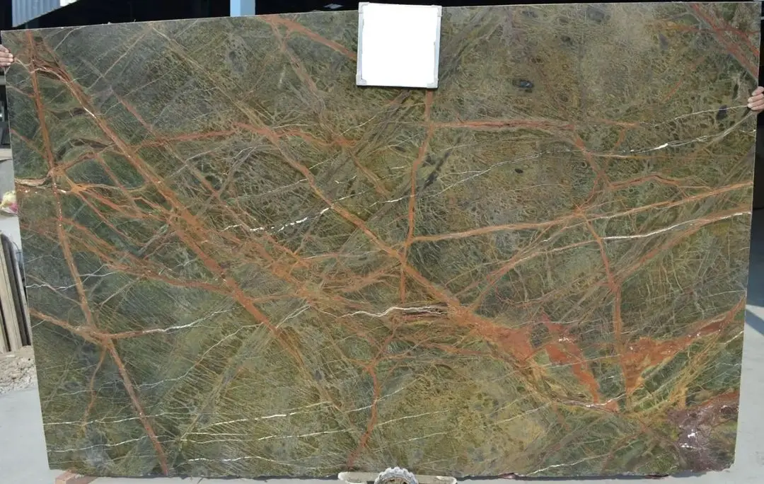 product china suppliers modern green rainforest brown marble slab polished surface 1 year warranty for villa flooring and wall tiles680322-7